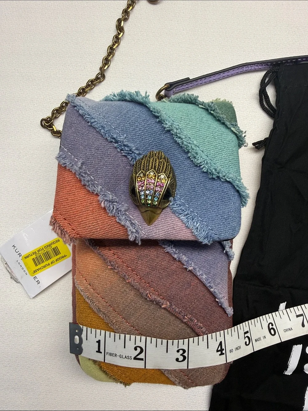 Kurt Geiger London Kensington Rainbow Denim Phone Pouch Multicolor Crossbody
